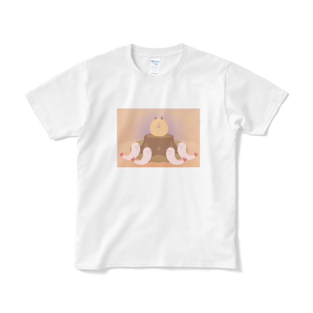 あまえびさんたちにかこまれています(背景あり)Tシャツ