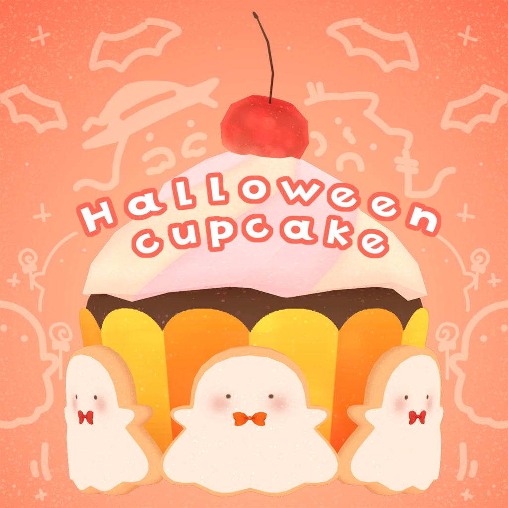 ふわふわおばけが可愛い!!　Halloween cupcake　PhysBone対応!