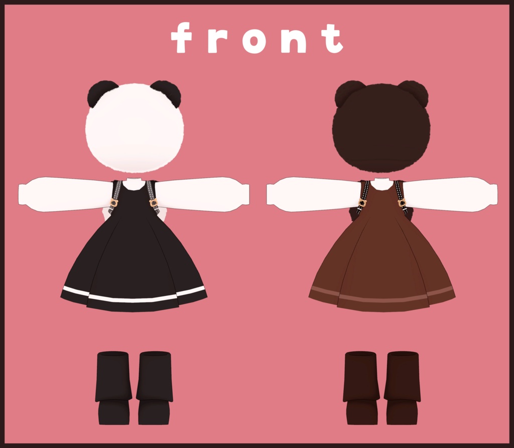 かわいいぱんだとくまの『ふんわりワンピース』