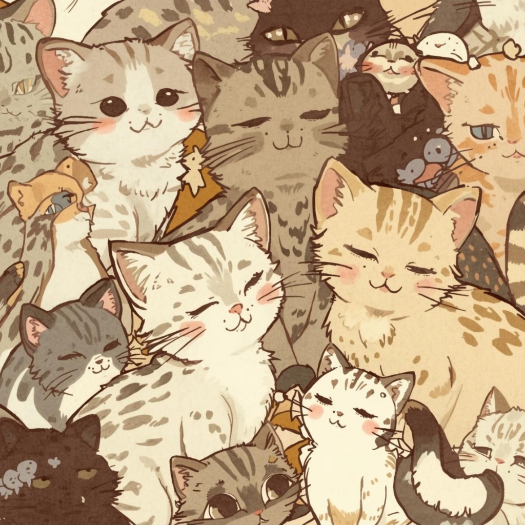 【PNGデータ】パステル子猫だらけ!キュートなクリップアート13種セット - あなたの毎日を彩る癒しのイラスト素材