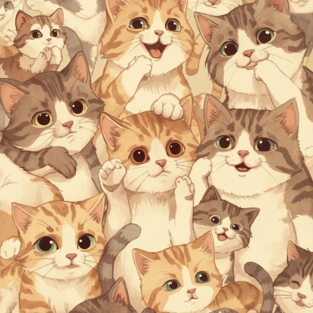 【PNGデータ】パステル子猫だらけ!キュートなクリップアート13種セット - あなたの毎日を彩る癒しのイラスト素材