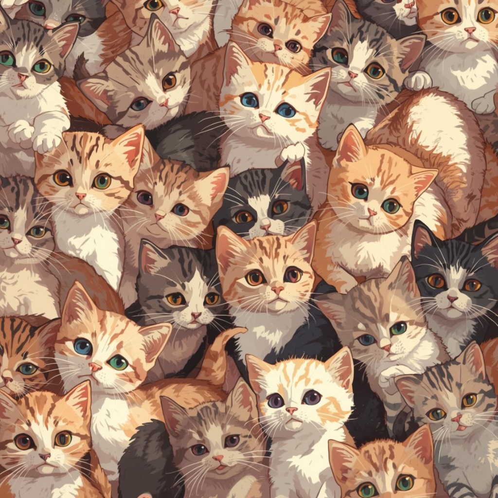 【PNGデータ】パステル子猫だらけ!キュートなクリップアート13種セット - あなたの毎日を彩る癒しのイラスト素材