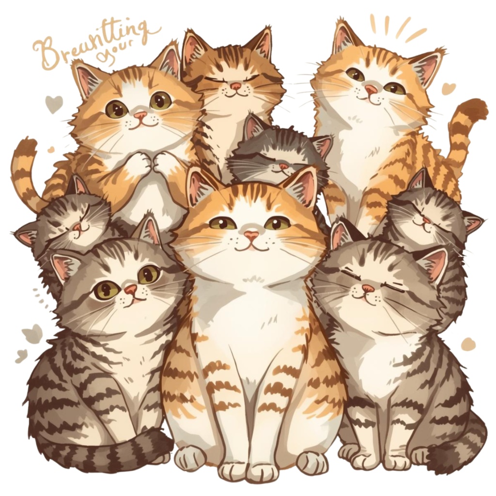 【PNGデータ】パステル子猫だらけ!キュートなクリップアート13種セット - あなたの毎日を彩る癒しのイラスト素材