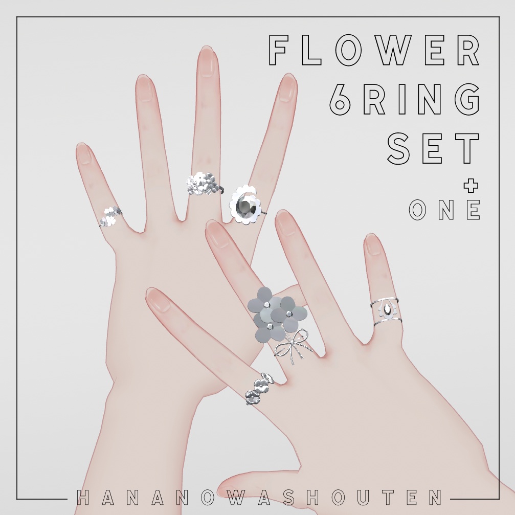 [無料] [VRChat想定] Flower ring 6set +one