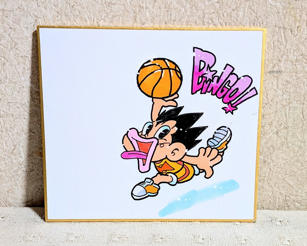 「松村努」イラストミニ色紙