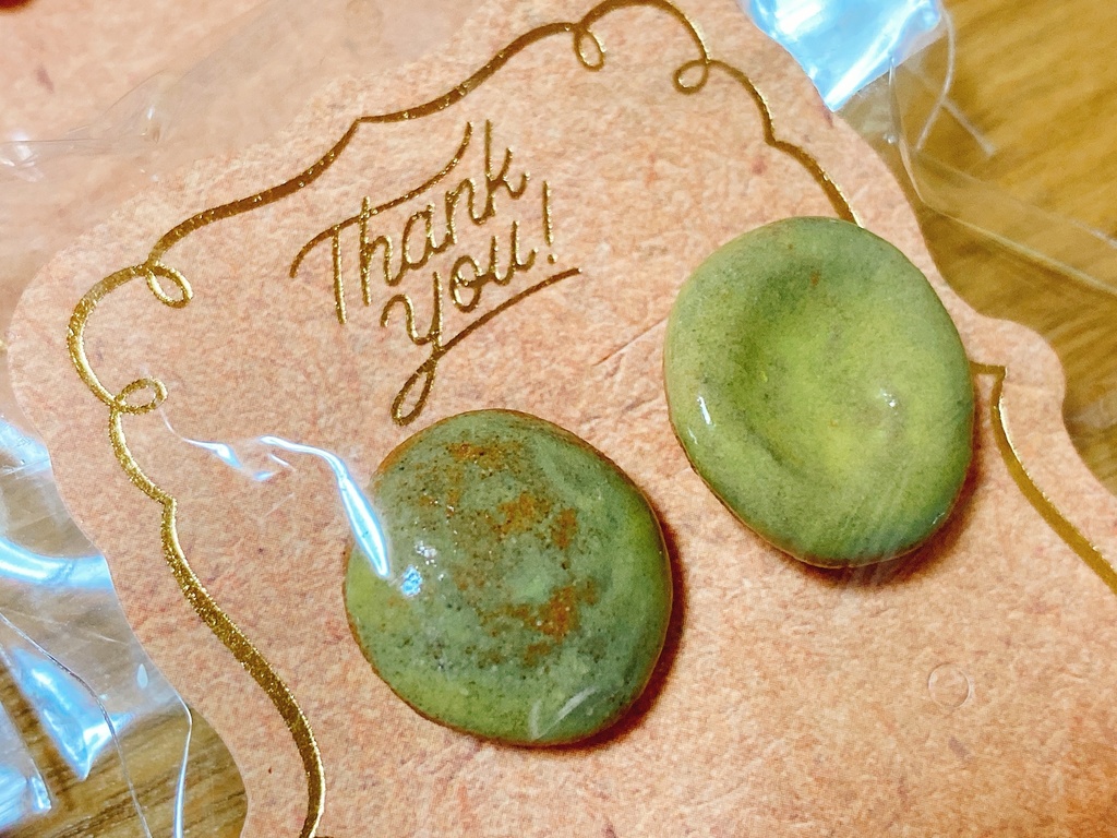 手作り陶器パーツのピアス【きいろ】