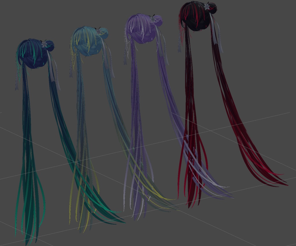 【Oriental Double Bun Hair専用】グラデーション&メッシュの変更