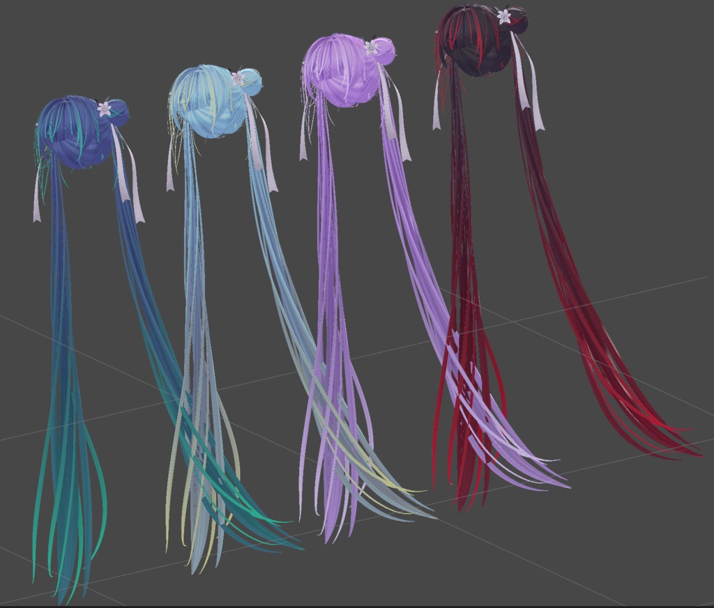 【Oriental Double Bun Hair専用】グラデーション&メッシュの変更