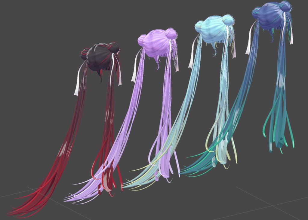 【Oriental Double Bun Hair専用】グラデーション&メッシュの変更