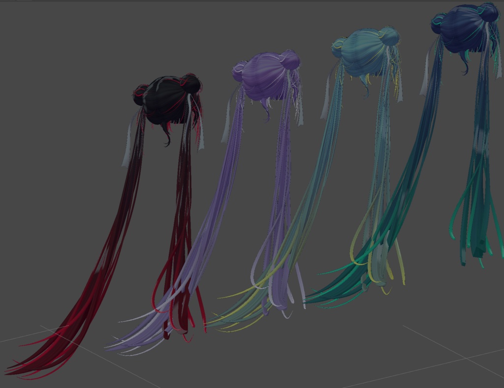 【Oriental Double Bun Hair専用】グラデーション&メッシュの変更