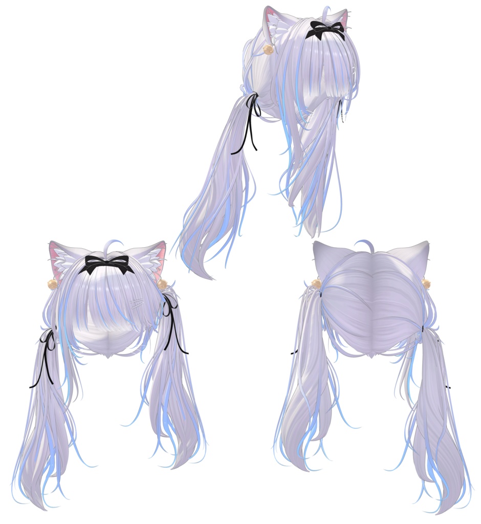 【猫ツインテールヘア専用】グラデーション&メッシュの変更