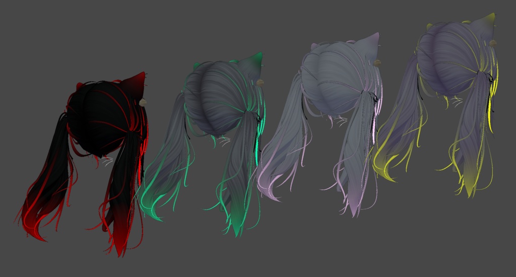 【猫ツインテールヘア専用】グラデーション&メッシュの変更