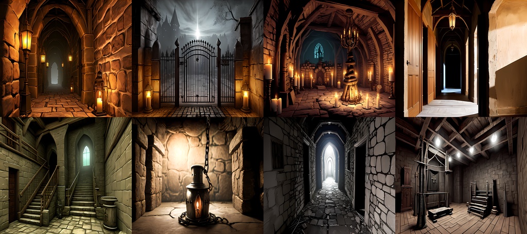 【素材42点】地下牢へと続く通路_背景素材パック_ダーク背景