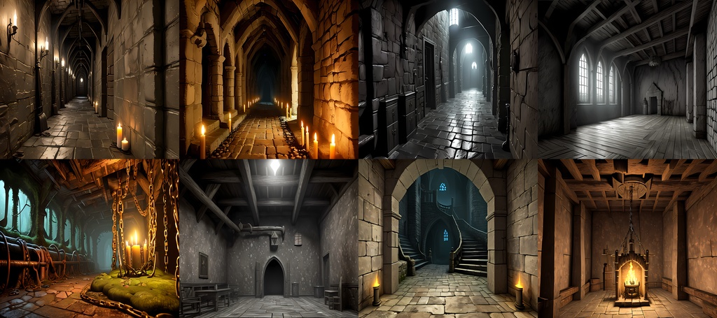 【素材42点】地下牢へと続く通路_背景素材パック_ダーク背景