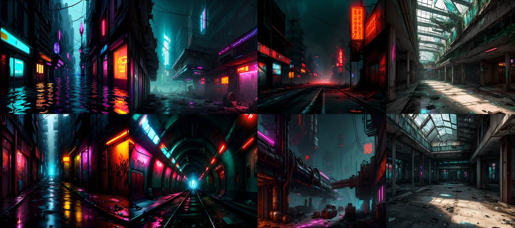 素材98点「荒廃した未来都市」サイバーパンク_ディストピア背景素材