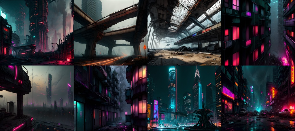 素材98点「荒廃した未来都市」サイバーパンク_ディストピア背景素材