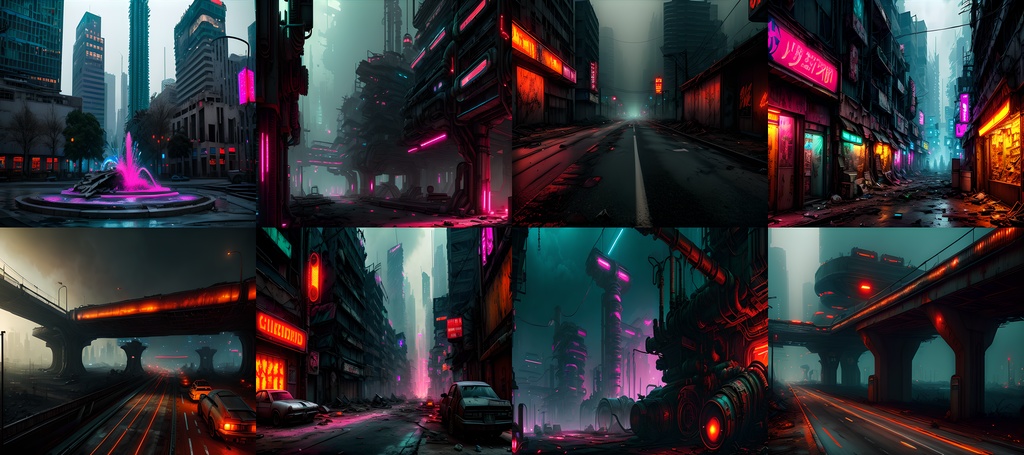 素材98点「荒廃した未来都市」サイバーパンク_ディストピア背景素材