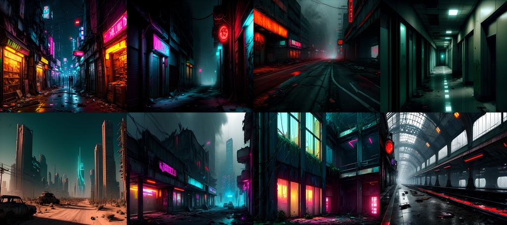 素材98点「荒廃した未来都市」サイバーパンク_ディストピア背景素材