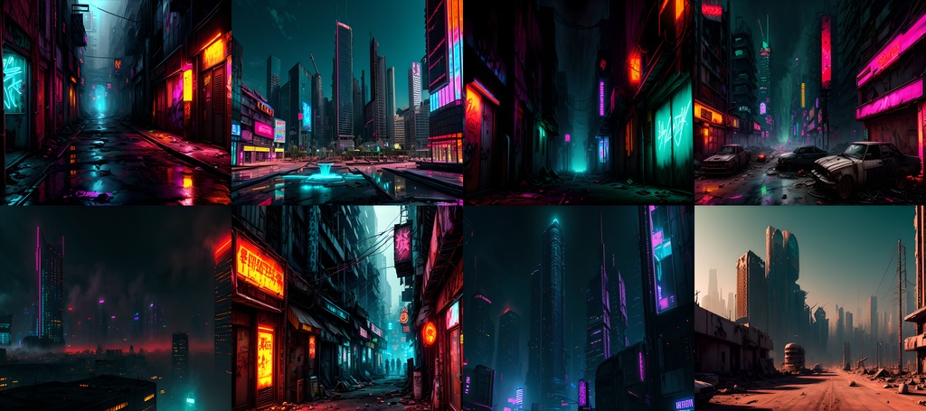 素材98点「荒廃した未来都市」サイバーパンク_ディストピア背景素材