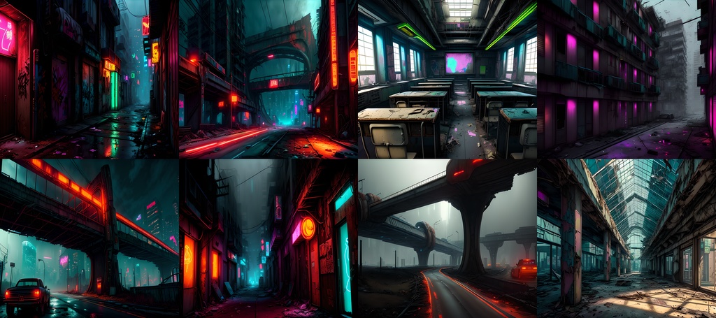 素材98点「荒廃した未来都市」サイバーパンク_ディストピア背景素材