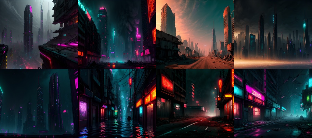 素材98点「荒廃した未来都市」サイバーパンク_ディストピア背景素材