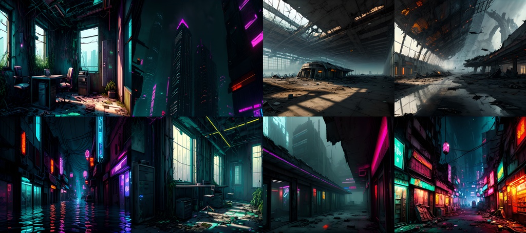 素材98点「荒廃した未来都市」サイバーパンク_ディストピア背景素材