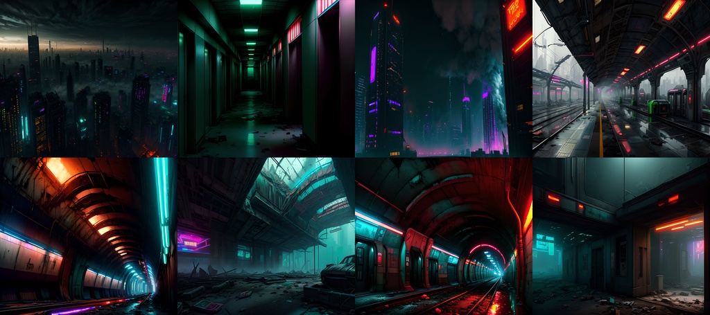 素材98点「荒廃した未来都市」サイバーパンク_ディストピア背景素材