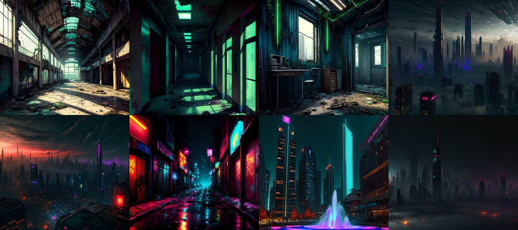 素材98点「荒廃した未来都市」サイバーパンク_ディストピア背景素材