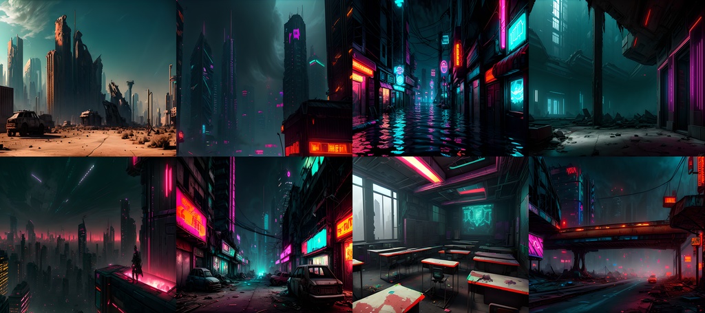 素材98点「荒廃した未来都市」サイバーパンク_ディストピア背景素材