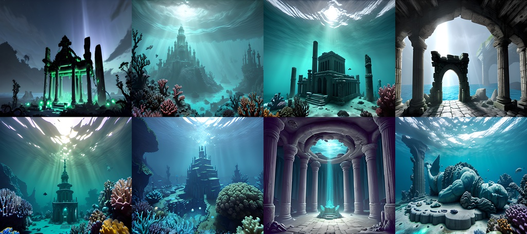 《素材68点》海中神殿にさす光_背景素材_お遊戯会_作品背景_同人ゲームTRPG用