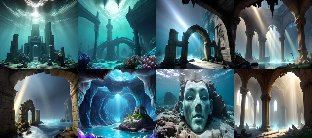 《素材68点》海中神殿にさす光_背景素材_お遊戯会_作品背景_同人ゲームTRPG用