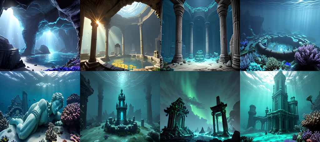 《素材68点》海中神殿にさす光_背景素材_お遊戯会_作品背景_同人ゲームTRPG用