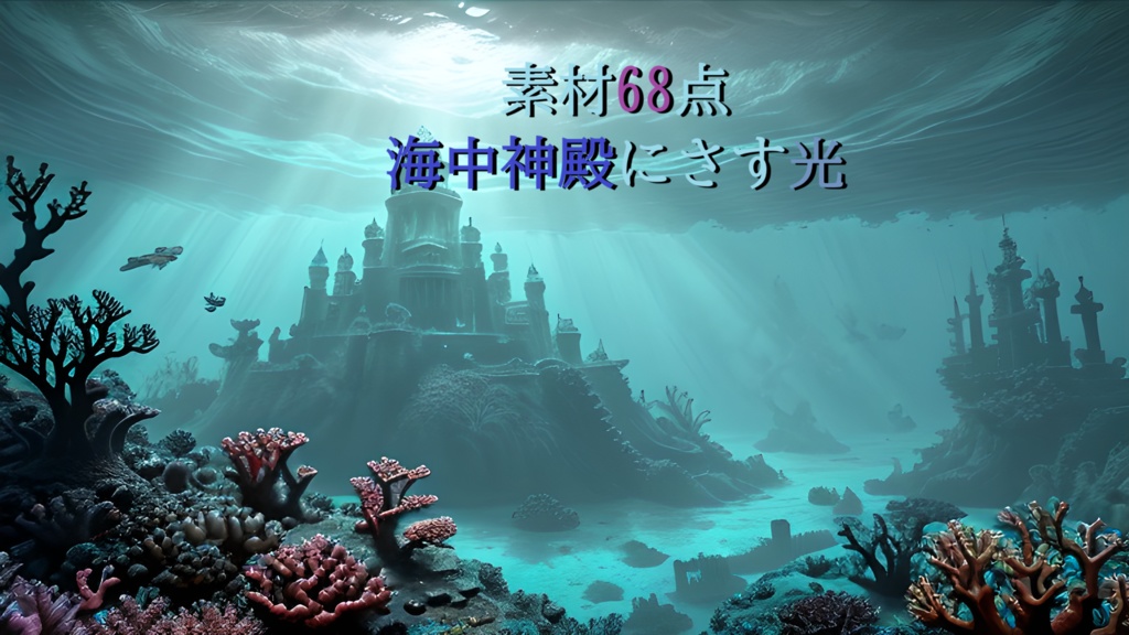 《素材68点》海中神殿にさす光_背景素材_壁紙_作品背景