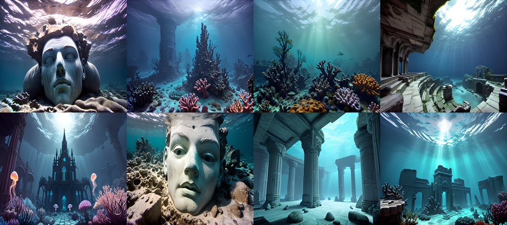 《素材68点》海中神殿にさす光_背景素材_お遊戯会_作品背景_同人ゲームTRPG用