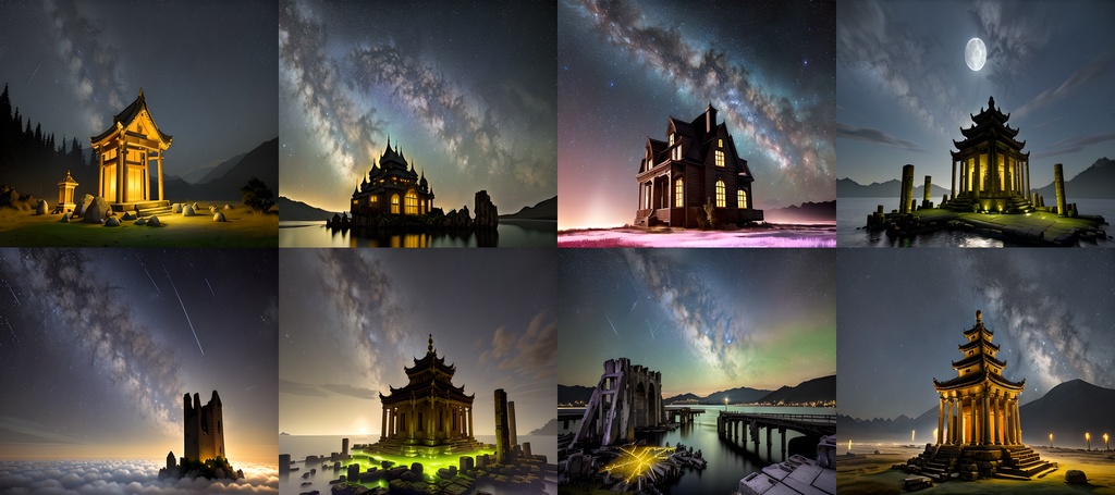 <素材85点>星空と天空遺跡_美麗な背景素材_SF_フルHD