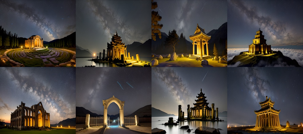 <素材85点>星空と天空遺跡_美麗な背景素材_SF_フルHD