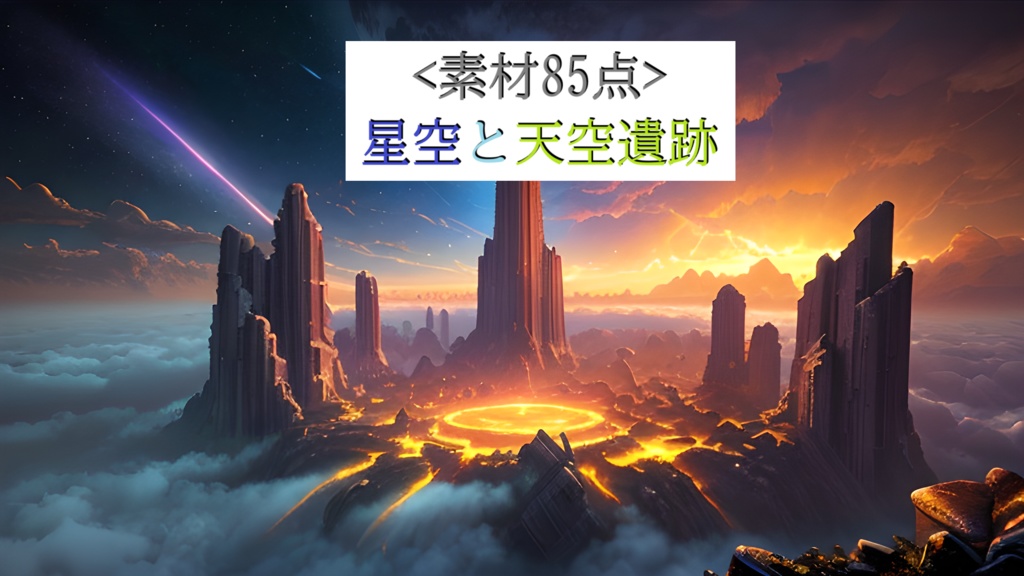 <素材85点>星空と天空遺跡_美麗な背景素材_SF_フルHD