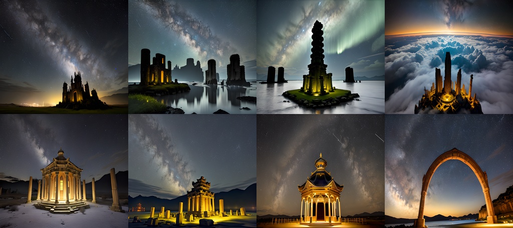 <素材85点>星空と天空遺跡_美麗な背景素材_SF_フルHD