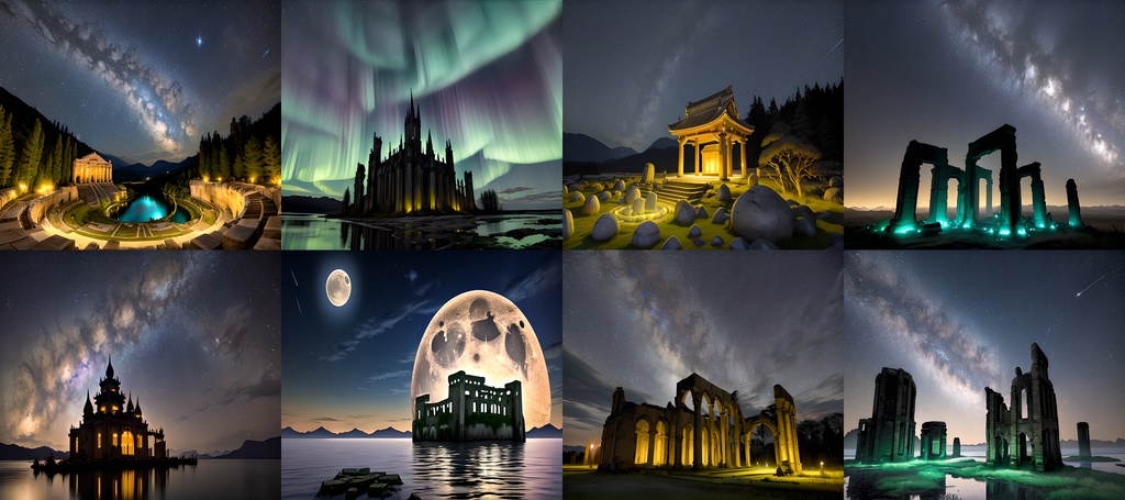 <素材85点>星空と天空遺跡_美麗な背景素材_SF_フルHD