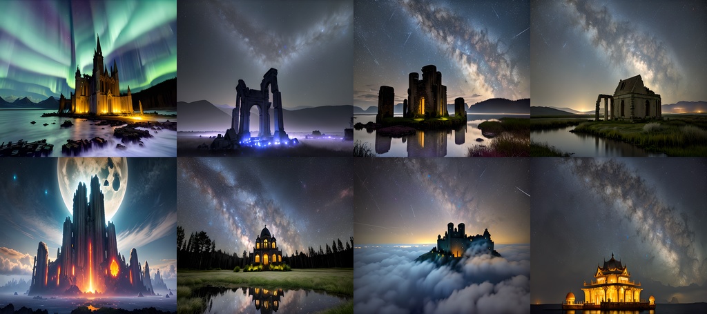 <素材85点>星空と天空遺跡_美麗な背景素材_SF_フルHD