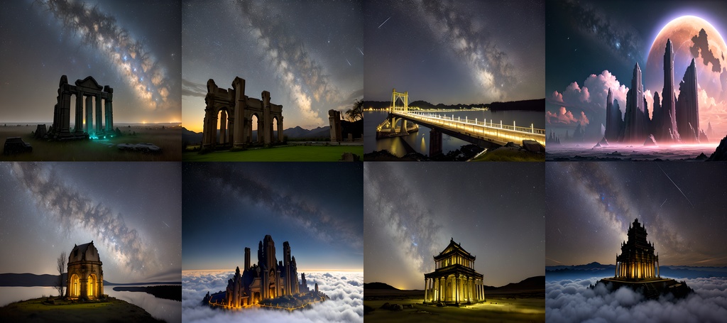 <素材85点>星空と天空遺跡_美麗な背景素材_SF_フルHD