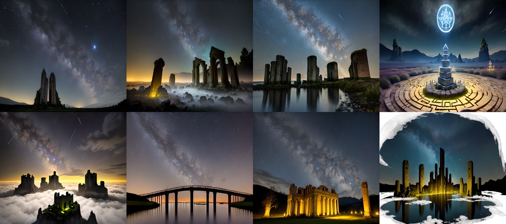 <素材85点>星空と天空遺跡_美麗な背景素材_SF_フルHD