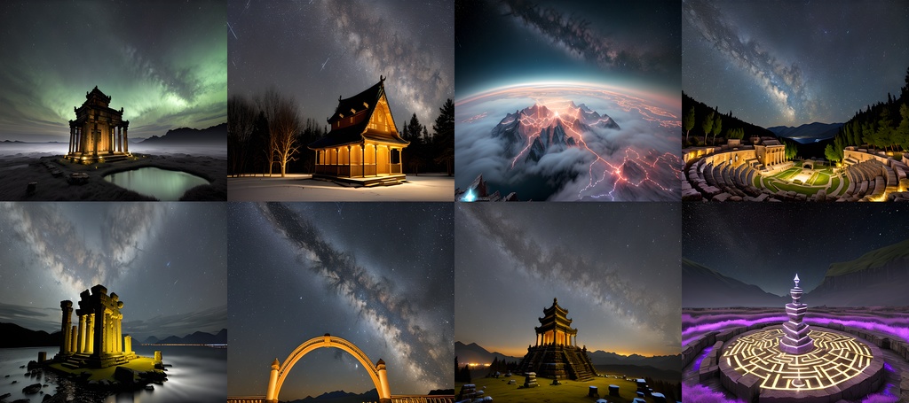 <素材85点>星空と天空遺跡_美麗な背景素材_SF_フルHD