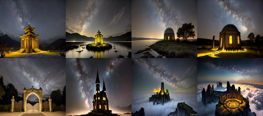 <素材85点>星空と天空遺跡_美麗な背景素材_SF_フルHD