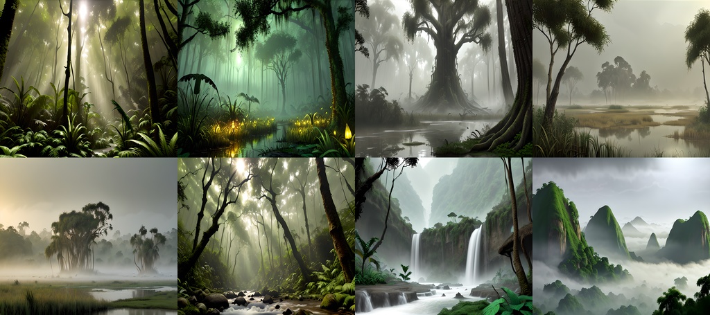 <素材69点>太古の密林_恐竜時代の森の背景素材