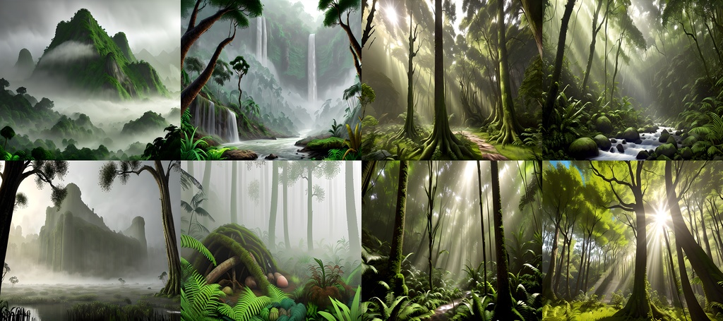 <素材69点>太古の密林_恐竜時代の森の背景素材