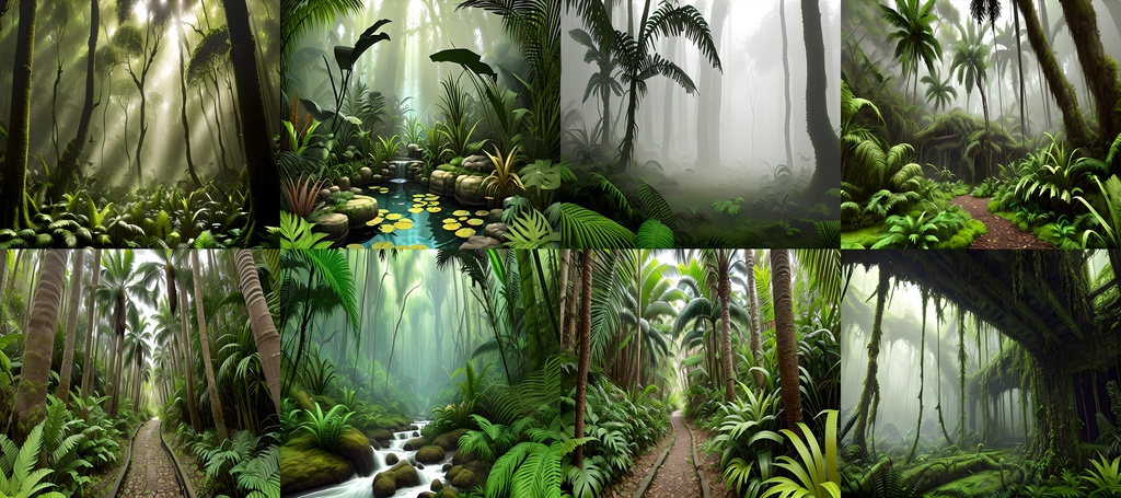 <素材69点>太古の密林_恐竜時代の森の背景素材