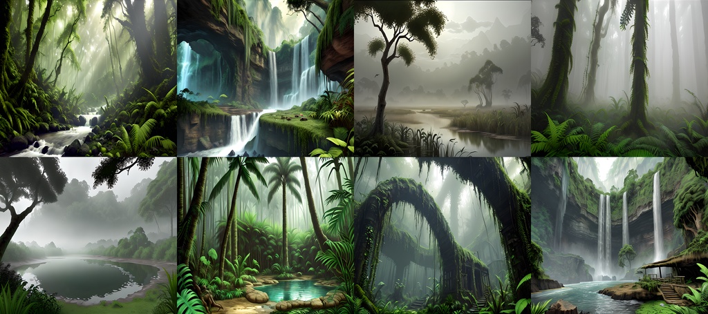 <素材69点>太古の密林_恐竜時代の森の背景素材