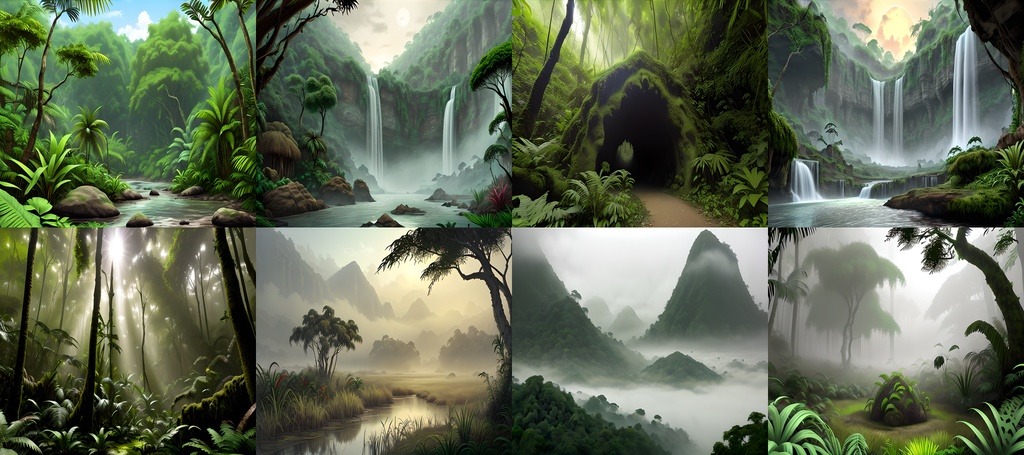 <素材69点>太古の密林_恐竜時代の森の背景素材