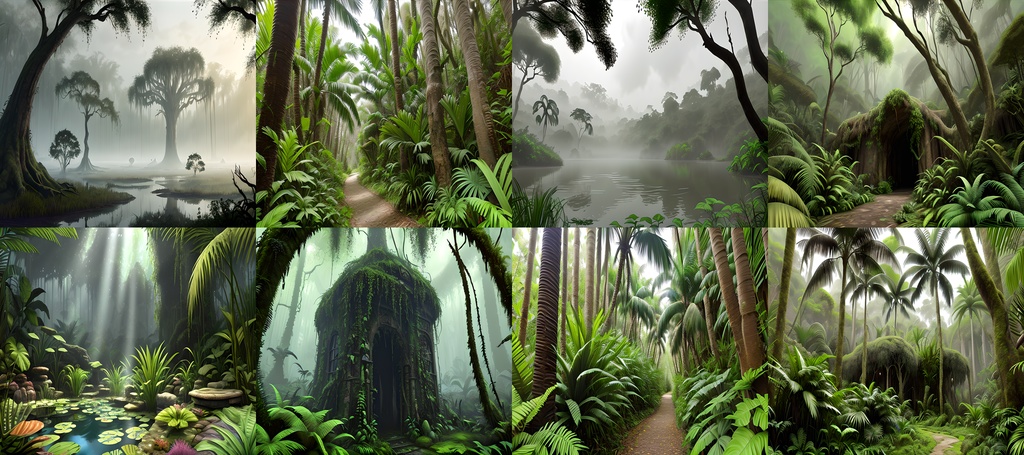 <素材69点>太古の密林_恐竜時代の森の背景素材